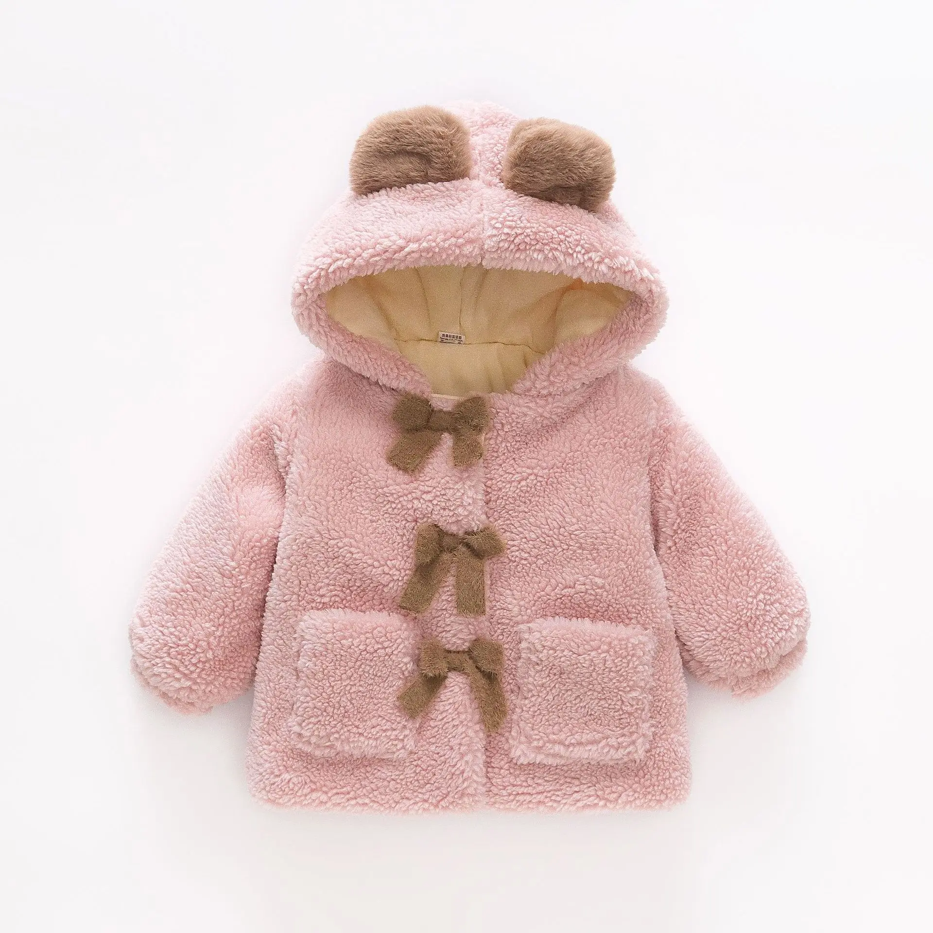 Girls' Winter New Coat Baby Plush Thickened Wool Sweater Children's Autumn and Winter Warm Cotton Top