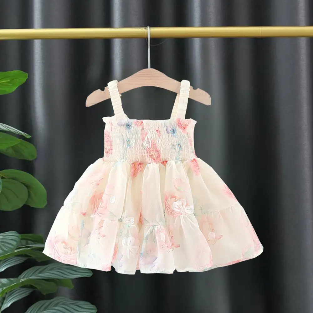 Baby Dresses Summer Sleeveless Flower Butterfly Wing Girl Kid'S Dress First Birthday Outfit Princess Flower Fairy Girl Dress