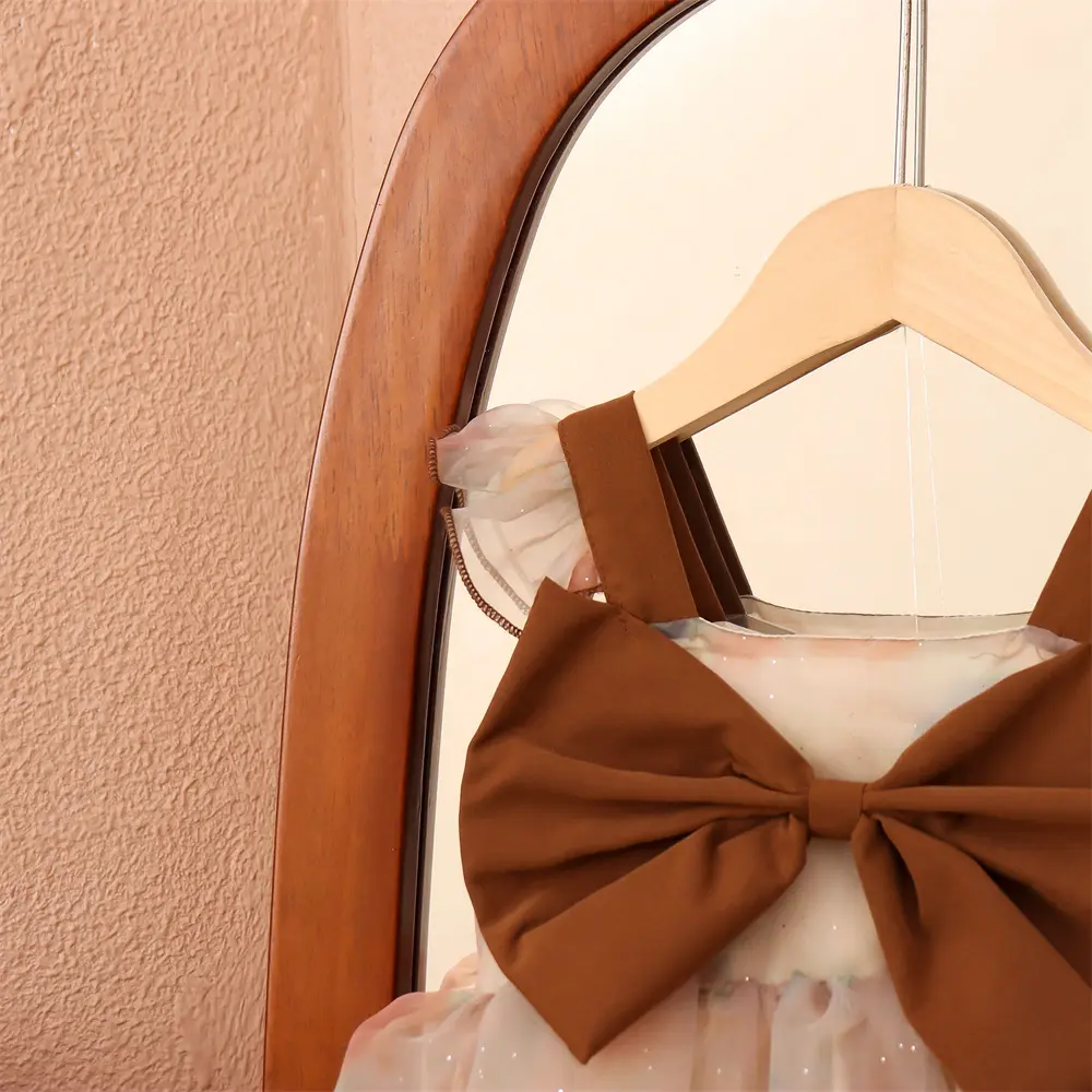 Baby Clothes Girl Summer Sleeveless Bow Mesh Girl Kid'S Dress 0-2 Years Old Fashionable Baby Party Birthday Dress
