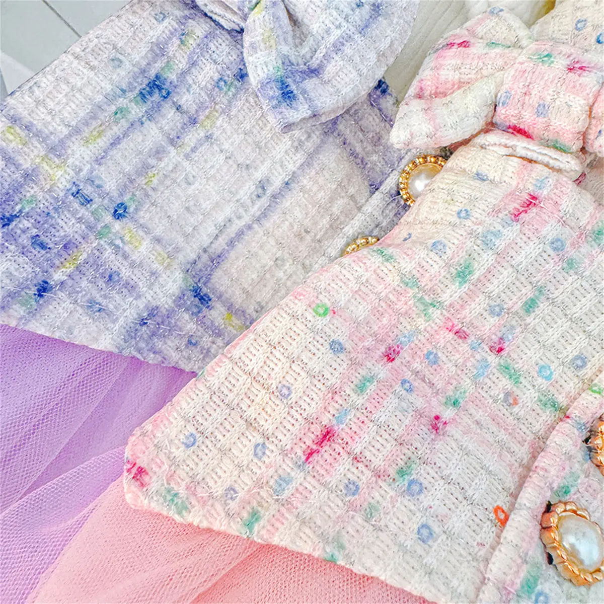 Costumes For Girls Autumn New Long Sleeved Baby Clothes Imitation Two Piece Checkered Sweet Bow Girls Dress