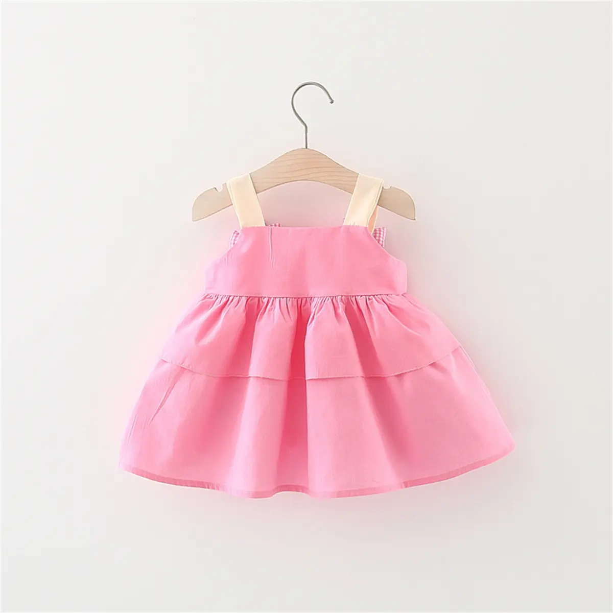 Baby Dress Summer Girl Baby Two Three Dimensional Flower Solid Color Combination Sling Cake Dress Children's Dress