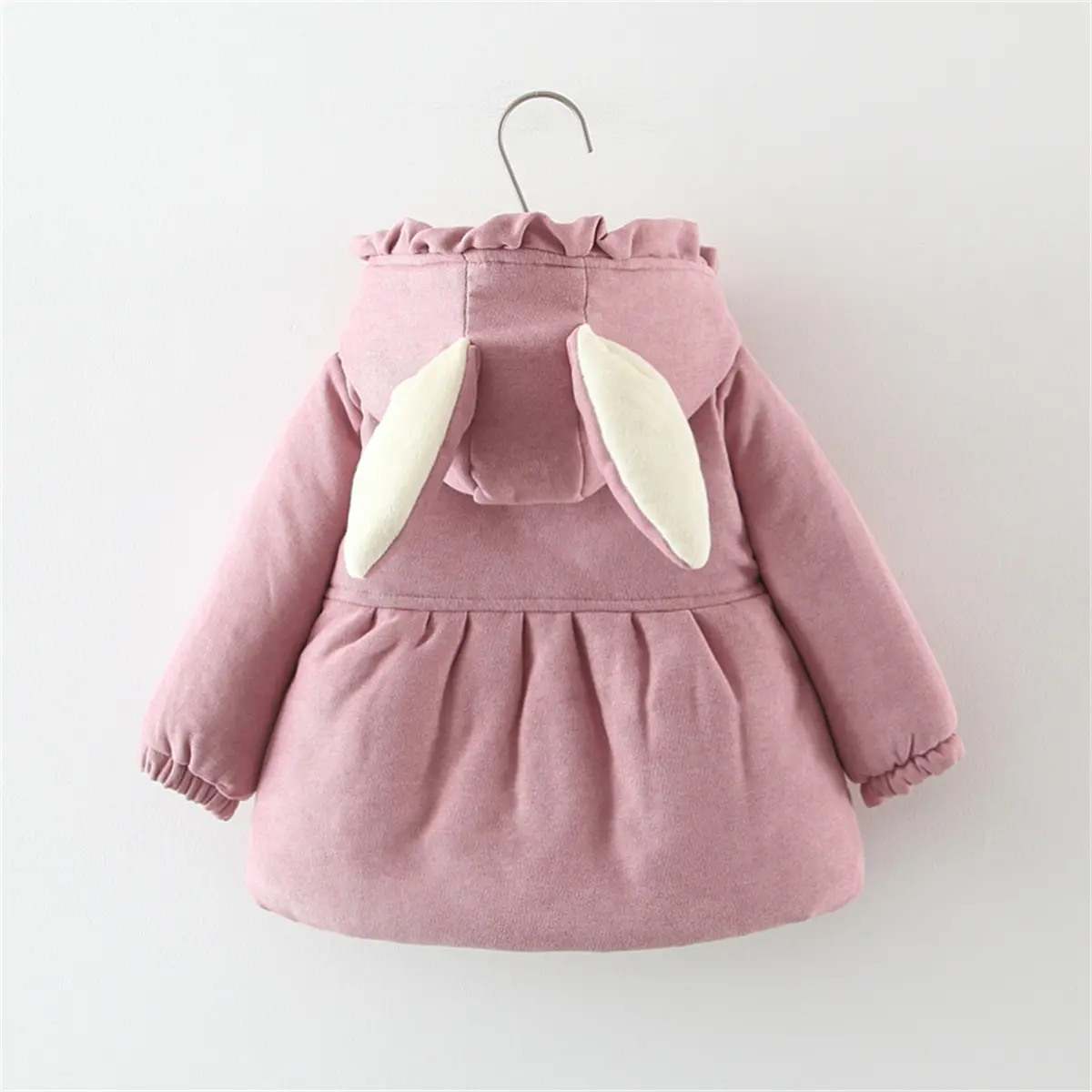 Winter Girls' Jacket Baby Filled Cotton Hooded Warm And Cute Single Breasted Windproof Thickened Outerwear Coat