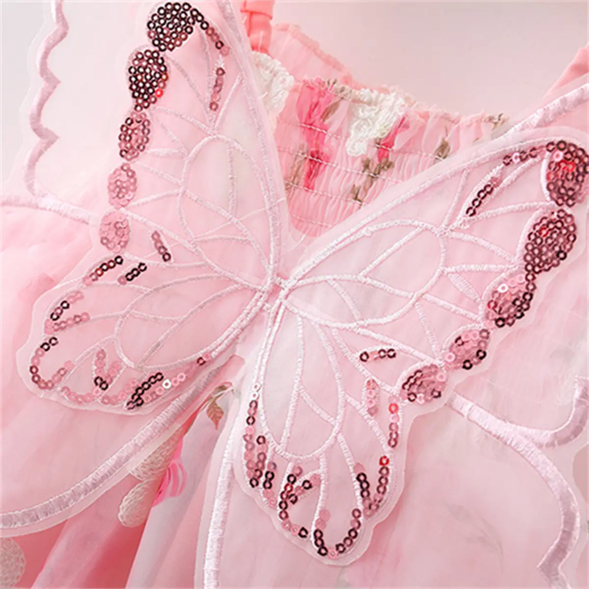 Baby Clothes Girl Summer Sleeveless Rose Butterfly 1st Birthday Gown Romantic Princess'S Party Baby Girl Dress