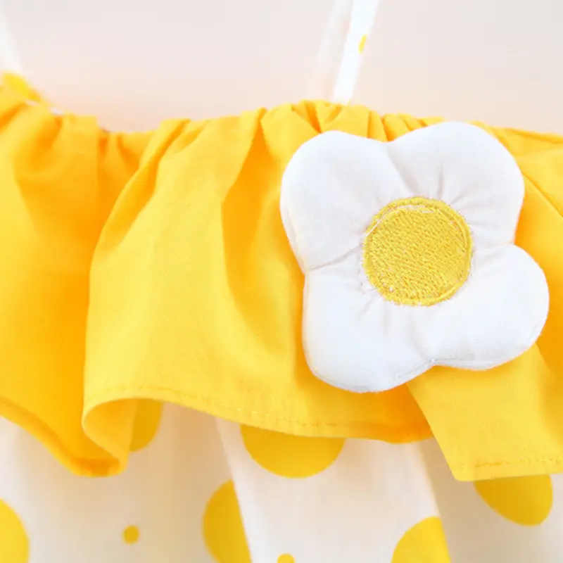 2 pieces/set summer girl strap set girl baby strawberry dot printed strap top solid color flower bud pants set