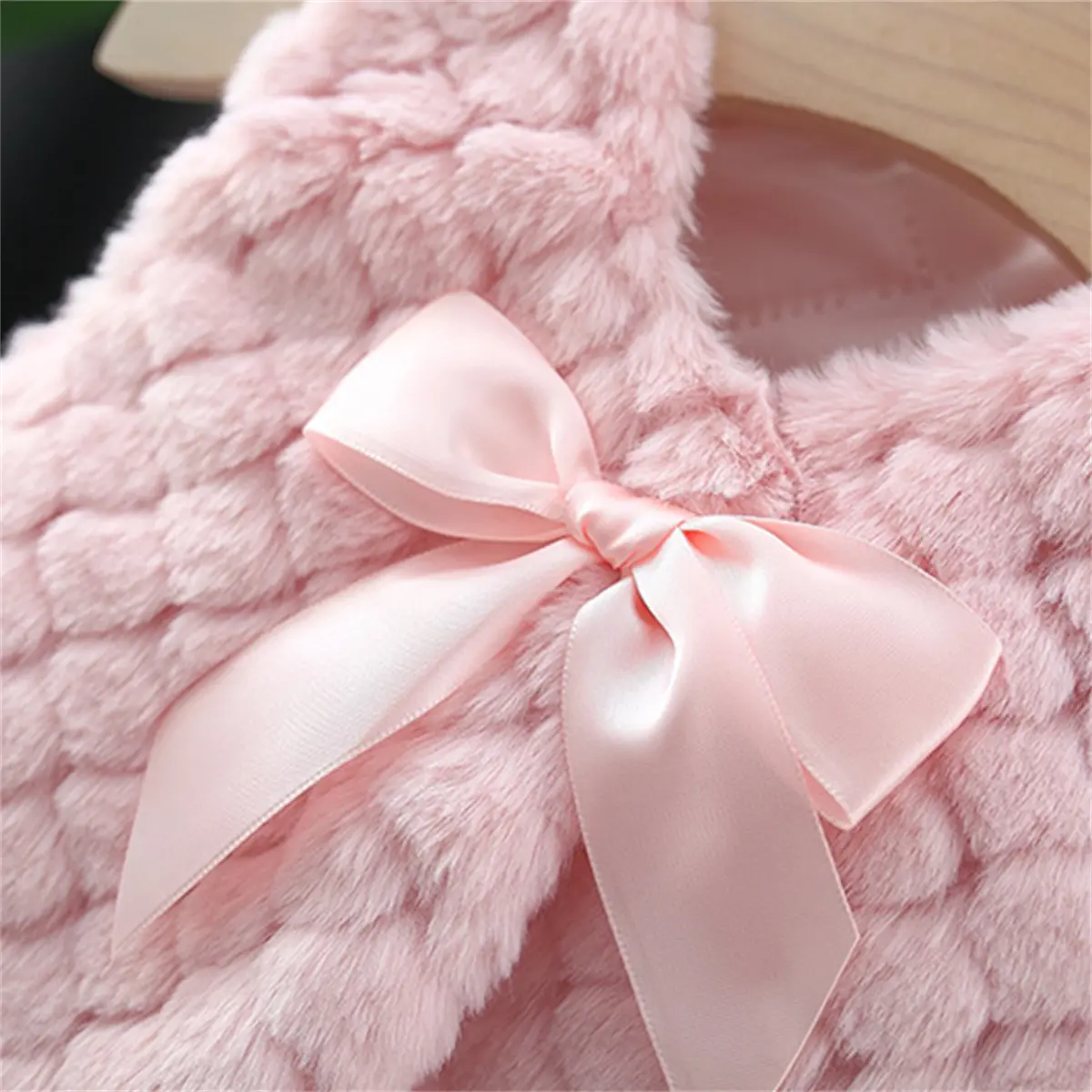 Winter Toddler Plush Coat Girl Baby Bow Solid Color One Button Loose and Versatile Outdoor Artificial Fur Tank Top