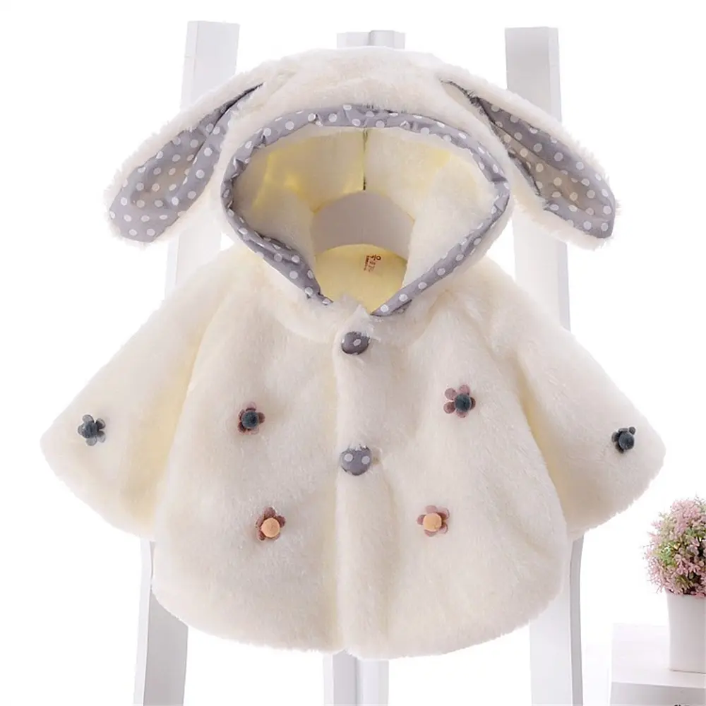Girls' Autumn and Winter New Hooded Sweater Shawl Coat Children's 3D Flower Plush Winter Small Sweater Top