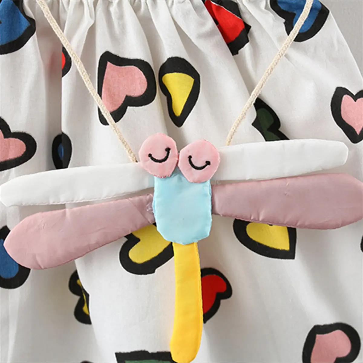 Summer girls strap dress bag two-piece set baby girl full of love printed small flying sleeves strap dress
