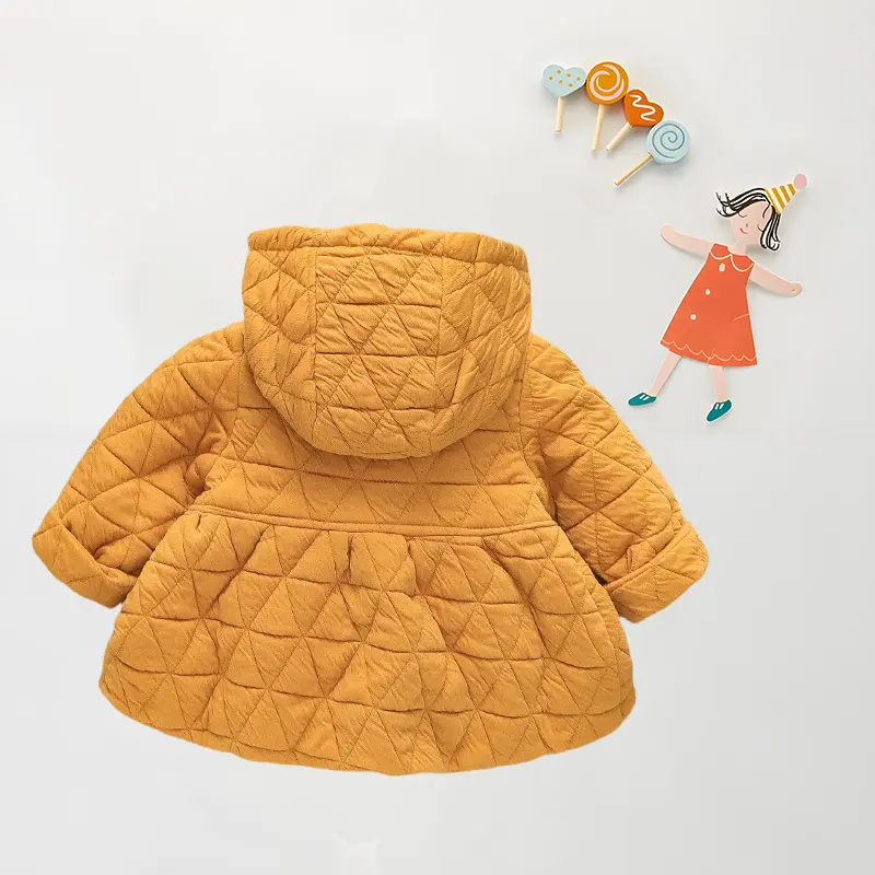 (0-3) Baby Girl Jacket Autumn/Winter Baby Girl Cute Floral Bow Warm Hoodie Solid Color Checkered Princess Coat