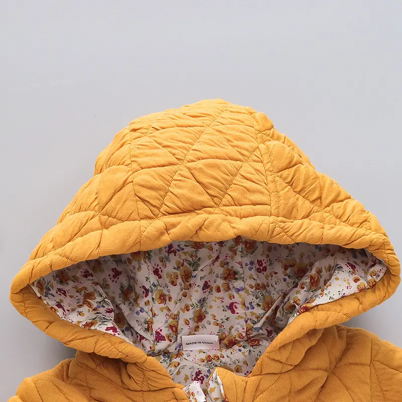 (0-3) Baby Girl Jacket Autumn/Winter Baby Girl Cute Floral Bow Warm Hoodie Solid Color Checkered Princess Coat