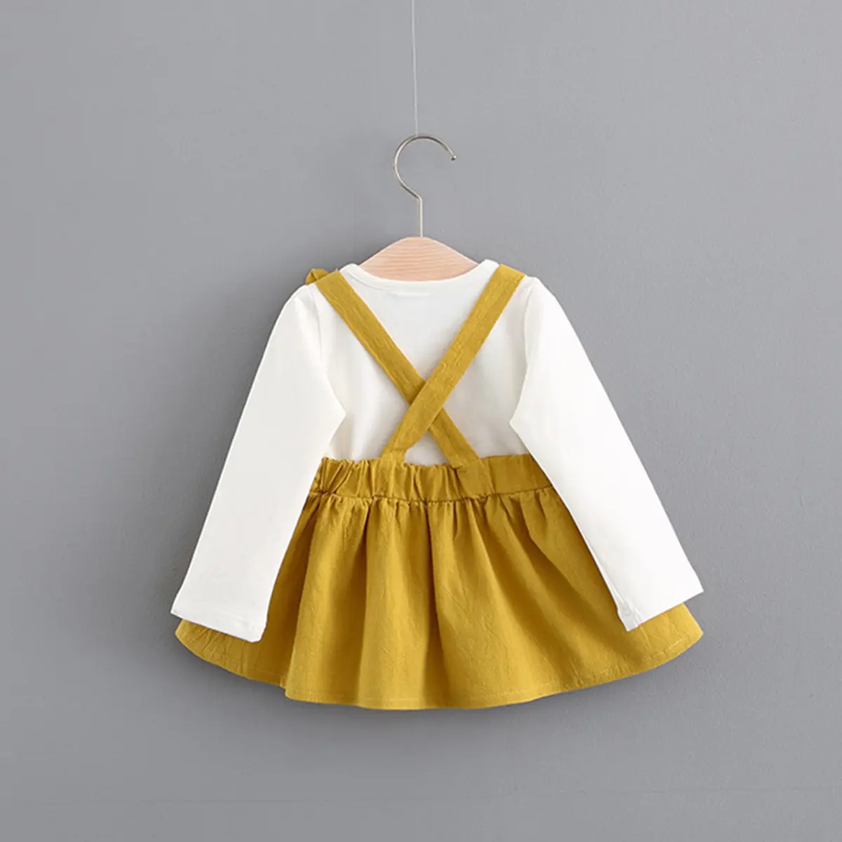 Girl Baby Autumn Dress Spring Baby Long Sleeve Cute Dress Children'S Knitted Strap Print Daily Cute Clothing