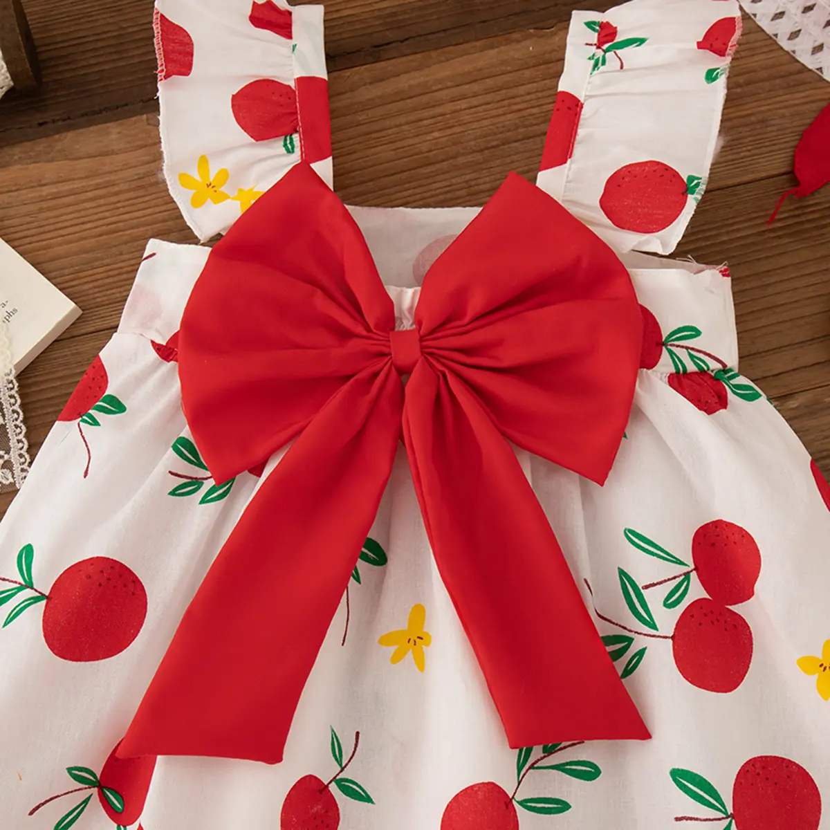 Baby Girl Dresses 2 Pieces Set Princess Hat Dress Summer New Girl Clothing Fruit Printed Bow Sweet Beach Party Baby Clothing