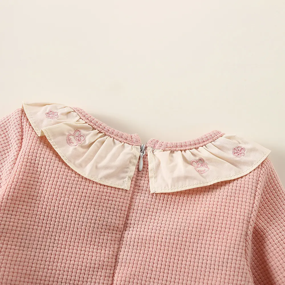 Autumn 2/piece set of girls' dress bag baby girl long sleeved cardigan spliced rabbit flower print dress fake two pieces