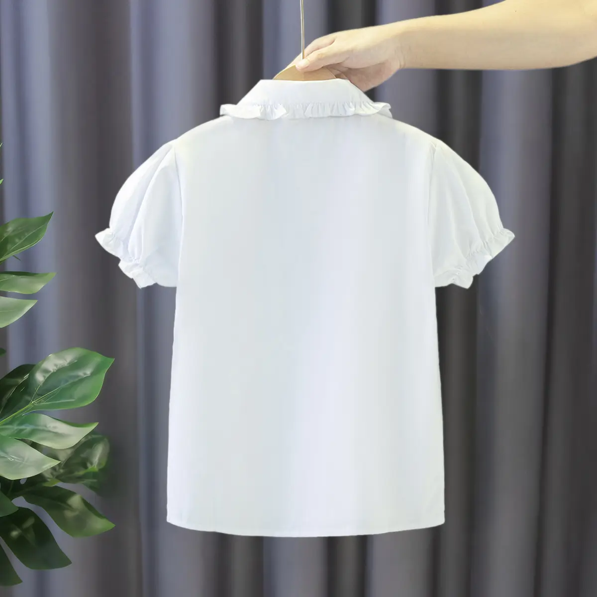 Girl Clothing Short Sleeved Girl'S White Shirt Sweet Girl School Uniform Cotton Children'S School Clothing