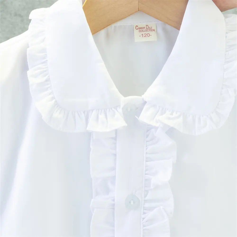 Girl Clothing Short Sleeved Girl'S White Shirt Sweet Girl School Uniform Cotton Children'S School Clothing