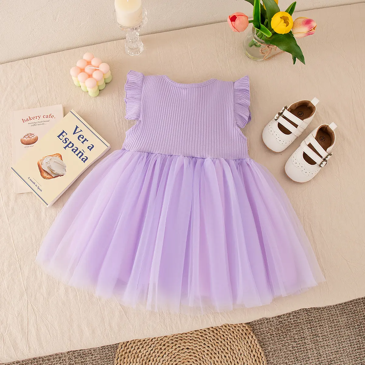 Summer Baby Girl Dresses New Round Neck Sleeveless Flower Embroidered Girl Clothes Mesh Princess Sweet Baby Dresses