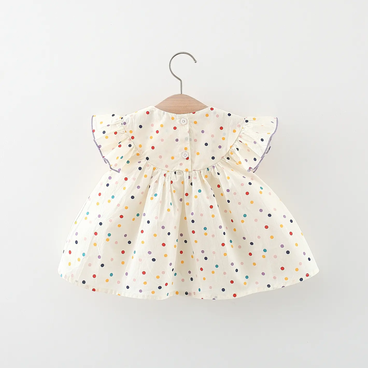 Children's Clothing Summer New Sweet Beauty Children's Doll Shirt Princess Dress Flower Embroidery Small Round Dot Loose Bubble