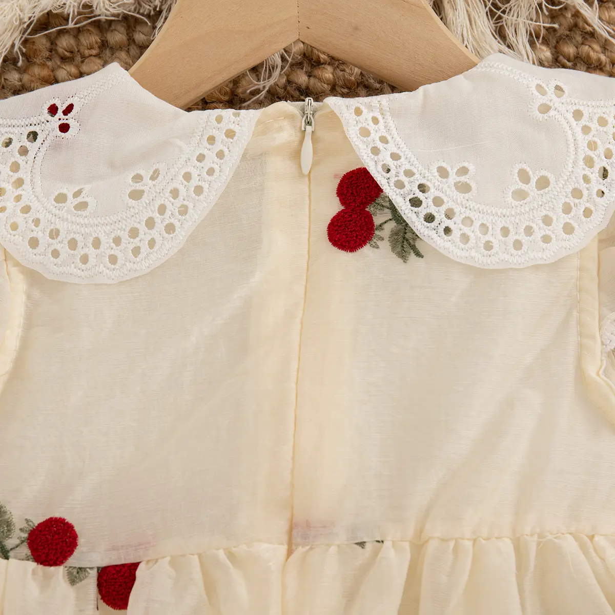 Toddler Dress Summer New Sleeveless Sweet Baby Girl Dresses Cherry Embroidered Lapel Imitation Satin Clothes Girl