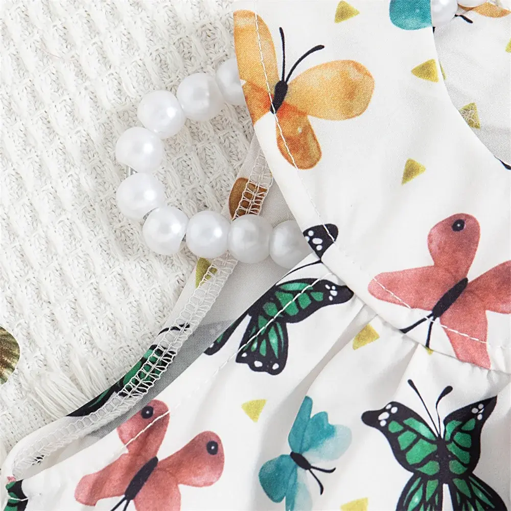 2 Pieces Summer Girl's Butterfly Sleeveless Top+shorts Baby's Sets Comfortable Baby Girl Clothes 0-2 Years Children's Cute Set