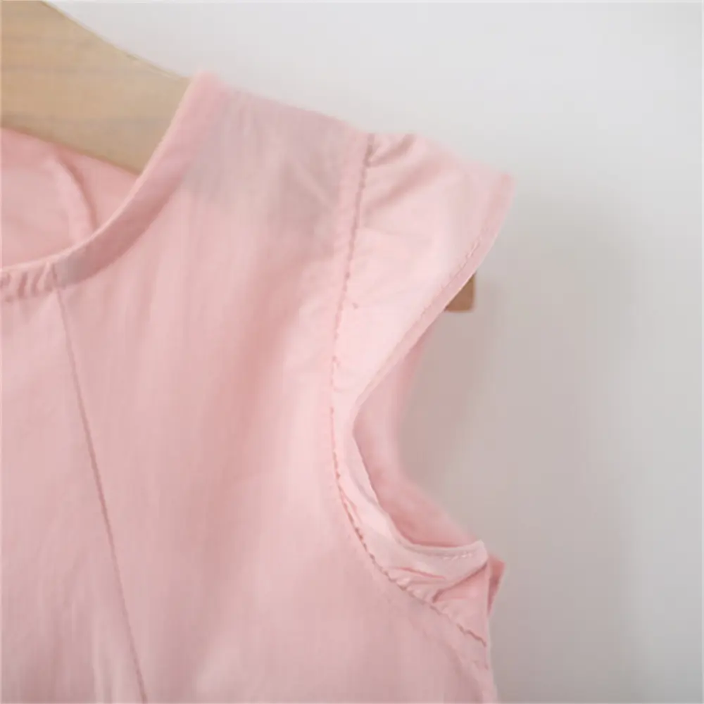 Girl Dresses 2 Pieces Set Dress Hat Sleeveless Solid Color Baby Dresses Ruffle Edge 3d Flower Sweet Summer Baby Girl Clothes