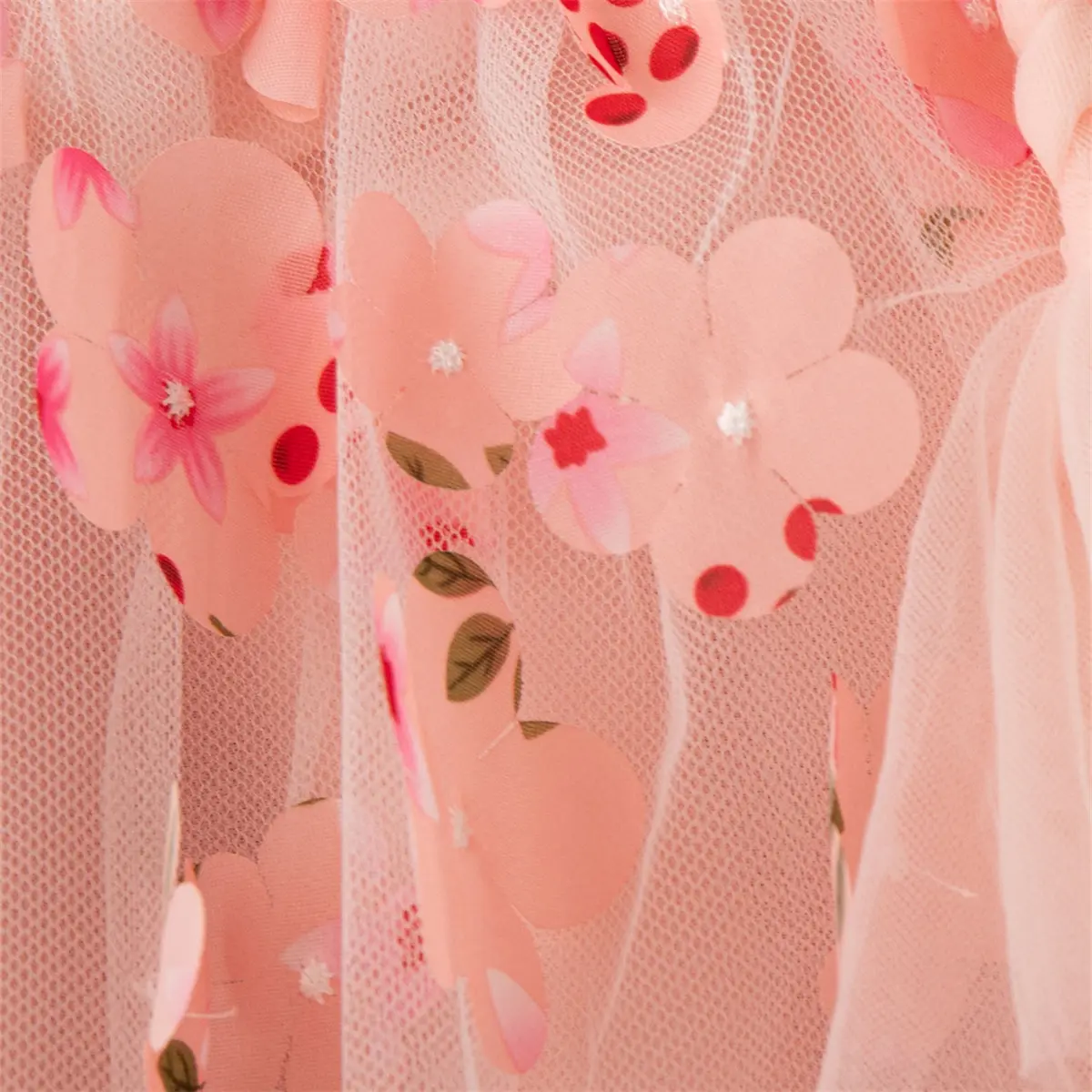 Baby Girl Dresses Summer New Sleeveless Camisole Baby Girl Clothing Flower Print Sweet Pink Mesh Toddler Dress