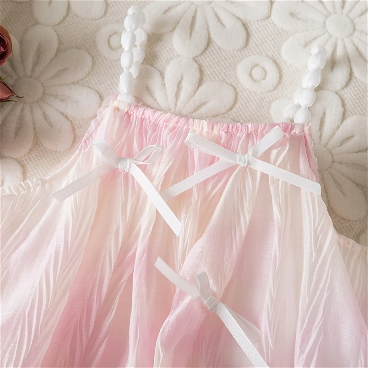 2 Pieces Set Baby Clothes Summer New Sleeveless Camisole Shorts Girl Clothing Solid Color Sweet Bow Sets For Baby