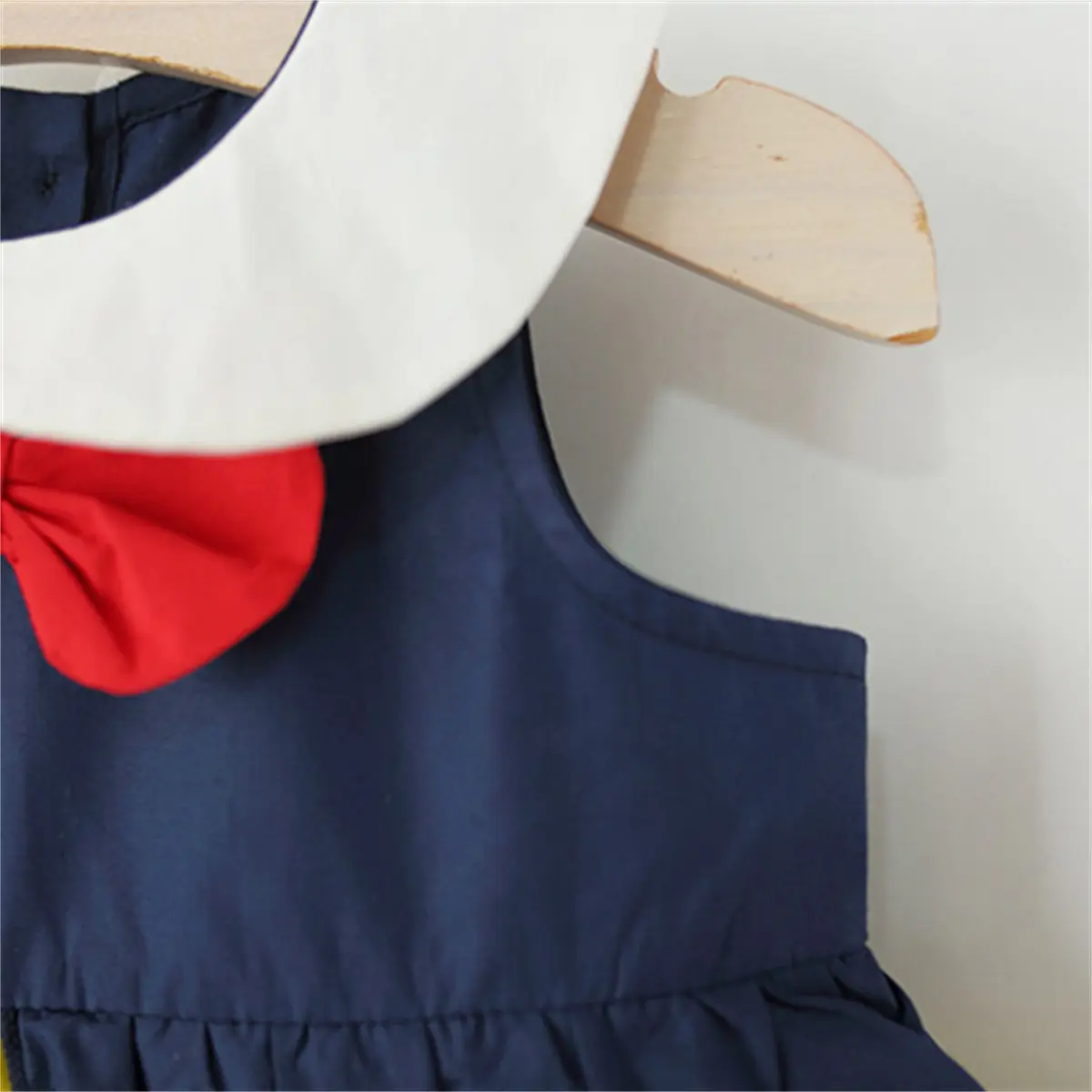 Baby Dresses Summer New Sleeveless Solid Color Girls Dress Patchwork Lapel Sweet Bow Ruffle Baby Girl Clothing