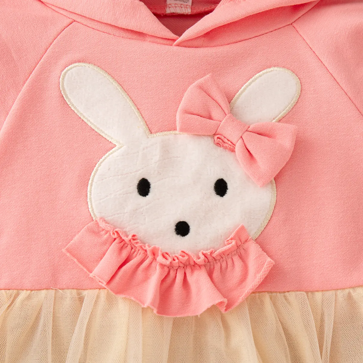 Baby Girl Dresses Autumn New Long Sleeve Casual Dresses For Girls Cartoon Rabbit Mesh Hoodie Girl Clothing