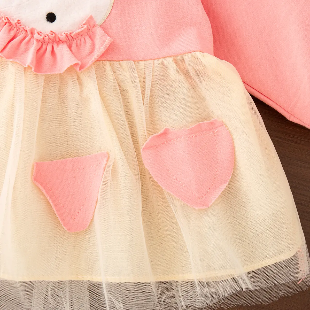 Baby Girl Dresses Autumn New Long Sleeve Casual Dresses For Girls Cartoon Rabbit Mesh Hoodie Girl Clothing