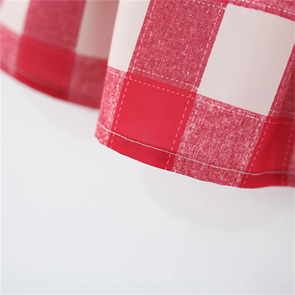 Baby Girl Dresses Summer New Short Sleeved Girl Clothes Plaid Lapel Sweet Cherry Print Casual Dresses For Girls