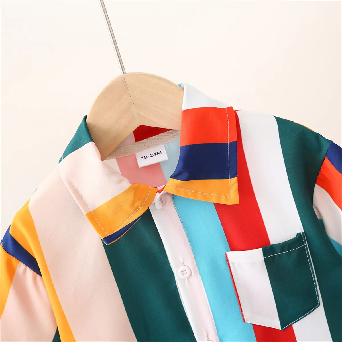 Summer (0-3) Boys Baby Short Sleeved Colorful Striped Printed Shirt Children's Short Sleeved Top T-shirt Shirt Casual Shirt