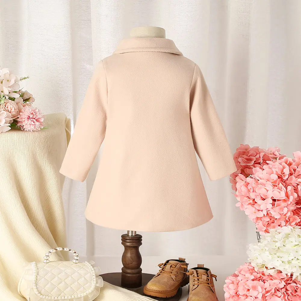 Spring and Autumn Girls' Coat Baby Girls' Solid Color Double Bow Single breasted Decorative Casual Windbreaker Jacket