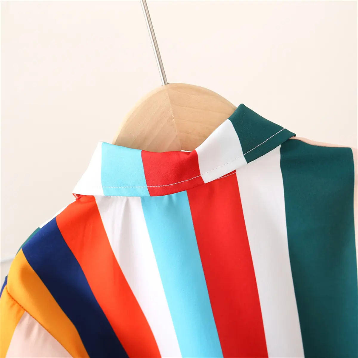 Summer (0-3) Boys Baby Short Sleeved Colorful Striped Printed Shirt Children's Short Sleeved Top T-shirt Shirt Casual Shirt