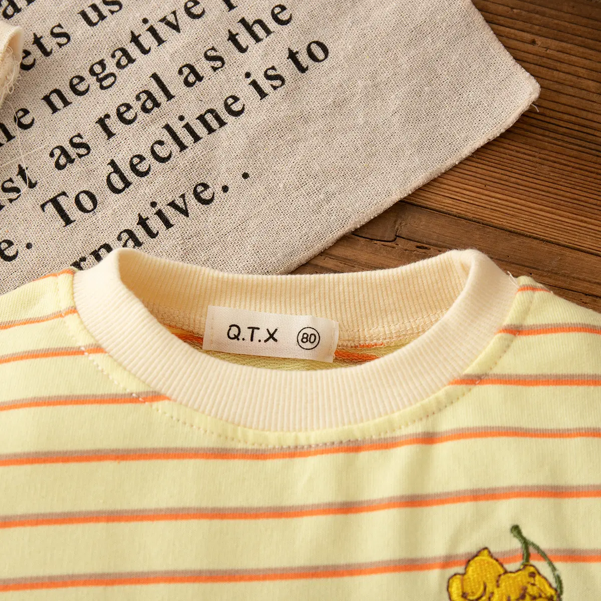 Costumes For Girls Autumn New Long Sleeved Baby Clothes Striped Cartoon Embroidery Mesh Round Neck Girl Clothes