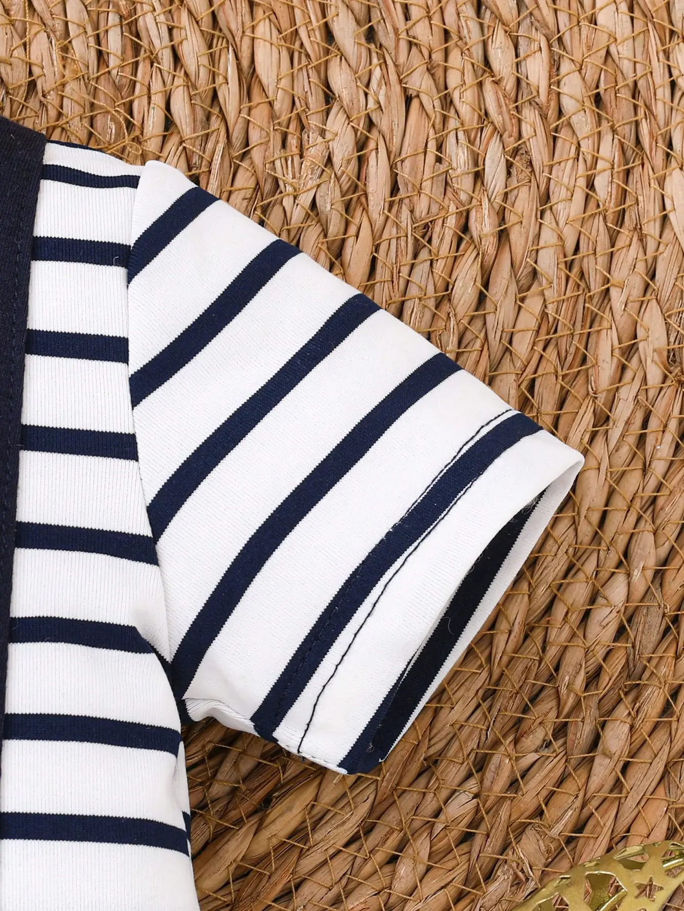 New Newborn Clothes Rompers Polo Neck Tie Blue And White Patchwork Striped Short Sleeve Triangle T-Shirt Fashion Outdoor