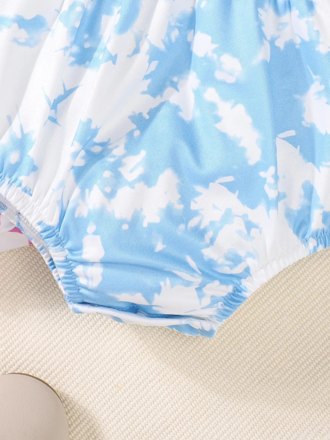 Summer Baby Girl Vest One-Piece Dress Girls' Tie-Dyed And Body-Wrapped Triangular Halter Dress 3 Pieces