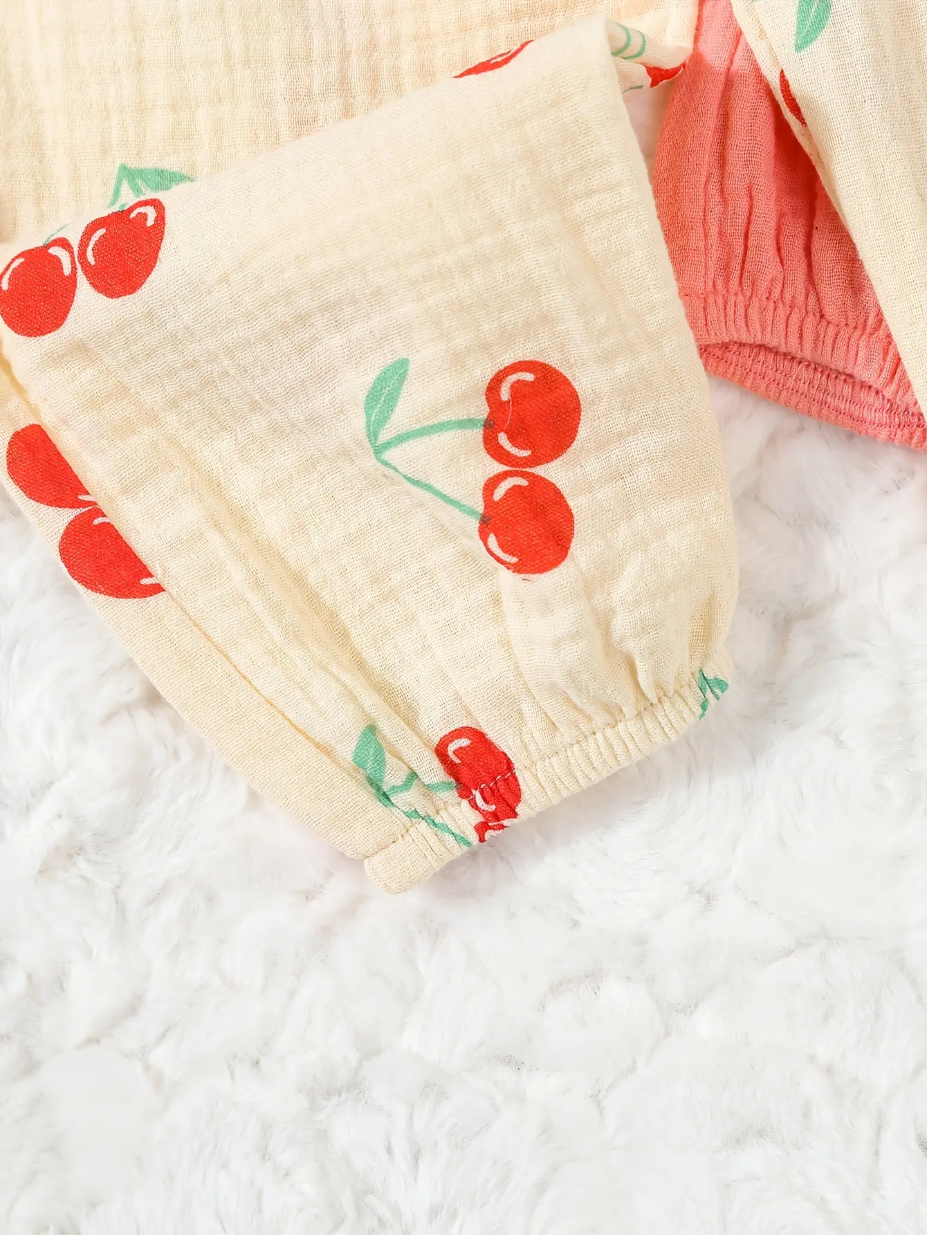 2pieces New Spring/Summer Baby Girls Lovely Cherry Print Outdoor Camping Leisure Comfortable Mosquito Repellent Pants