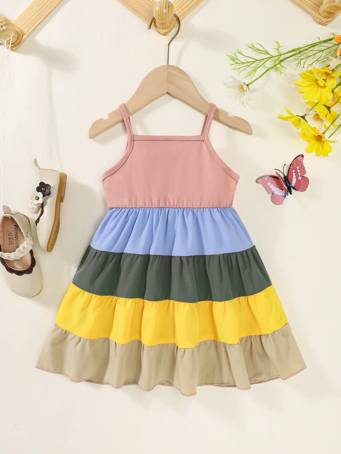 Summer Baby Girl Sweet Cute Comfortable Soft Patchwork Patchwork Halter Dress Simple Everything Cool Breathable Princess Dress