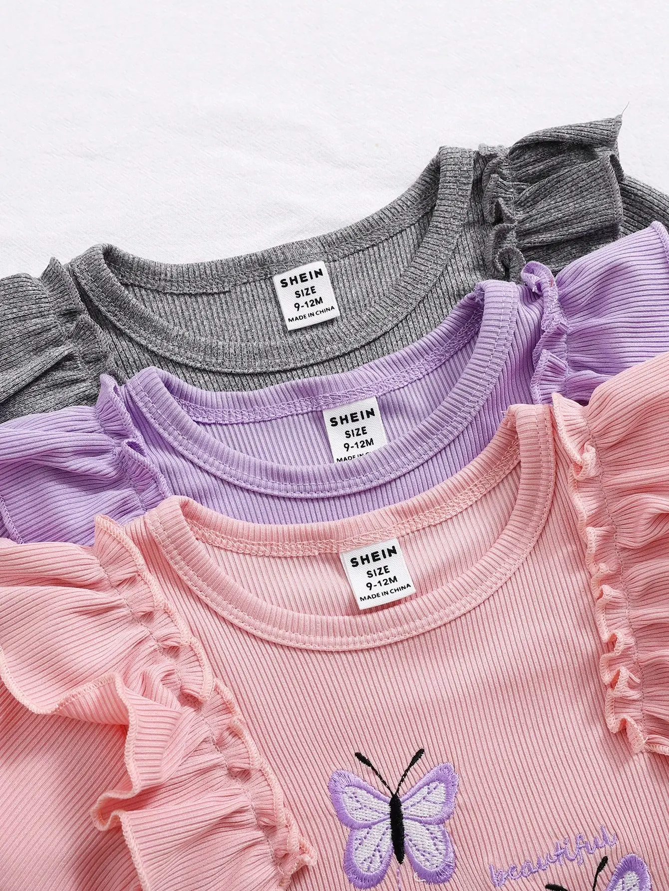 A Set Of 6 Pieces Of Solid Color Striped Fly-Sleeved Short-Sleeved Triangular Halberd And Headscarf For Newborns In Summer