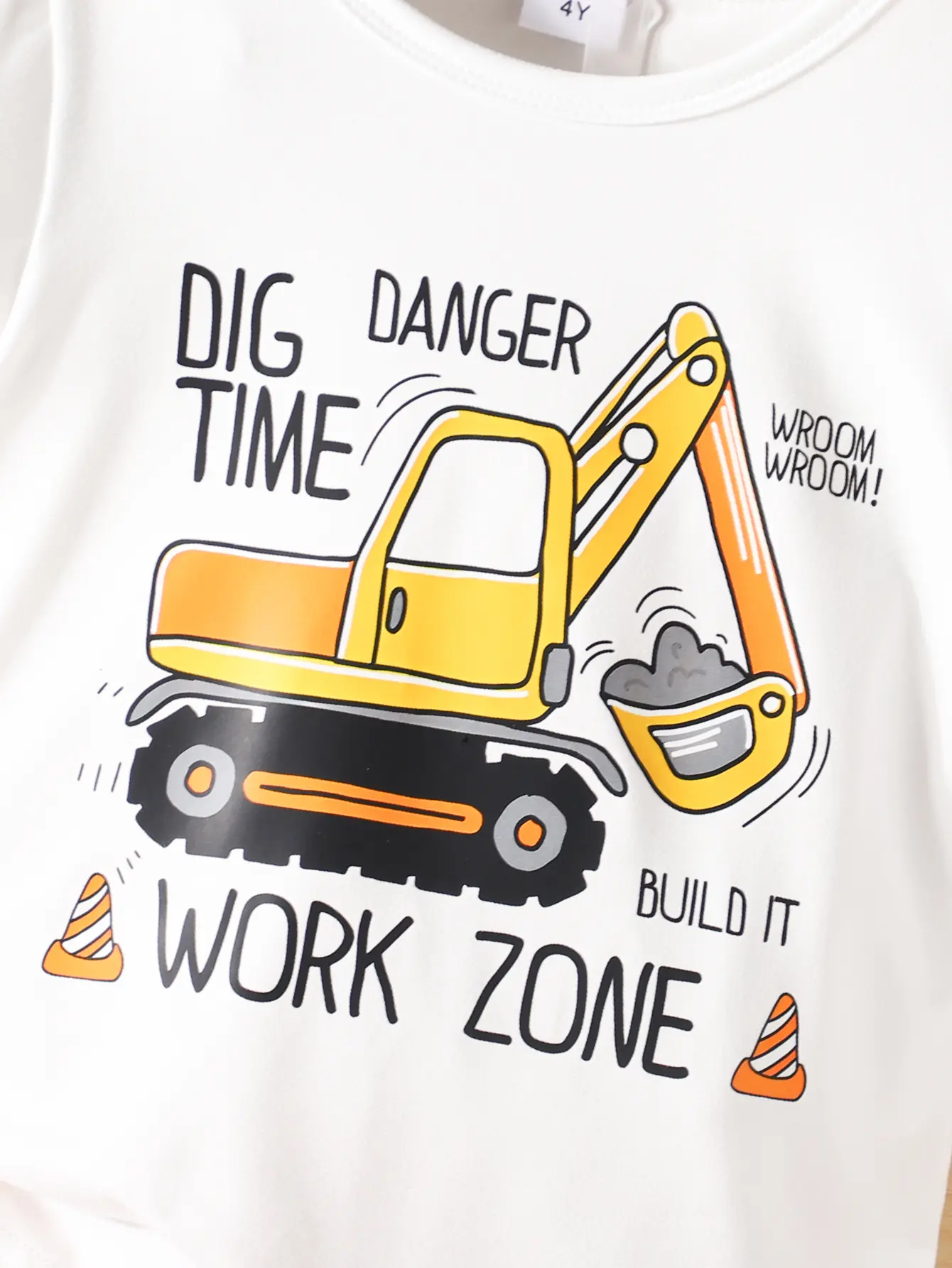 Boys' Short-Sleeved Set Summer Excavator Print T-Shirt Short Pants Children's Summer Casual Cool And Thin 2-Piece Set