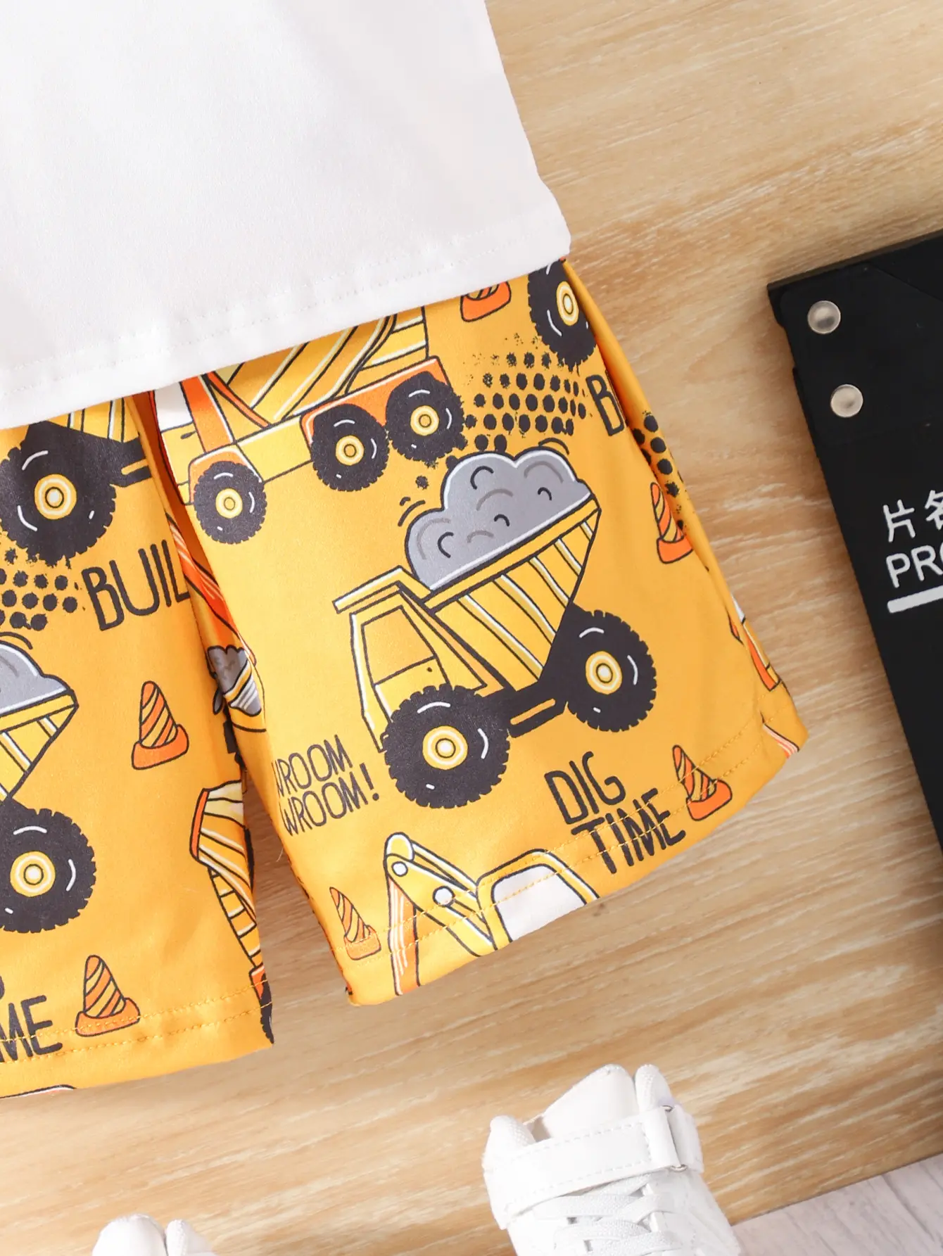 Boys' Short-Sleeved Set Summer Excavator Print T-Shirt Short Pants Children's Summer Casual Cool And Thin 2-Piece Set