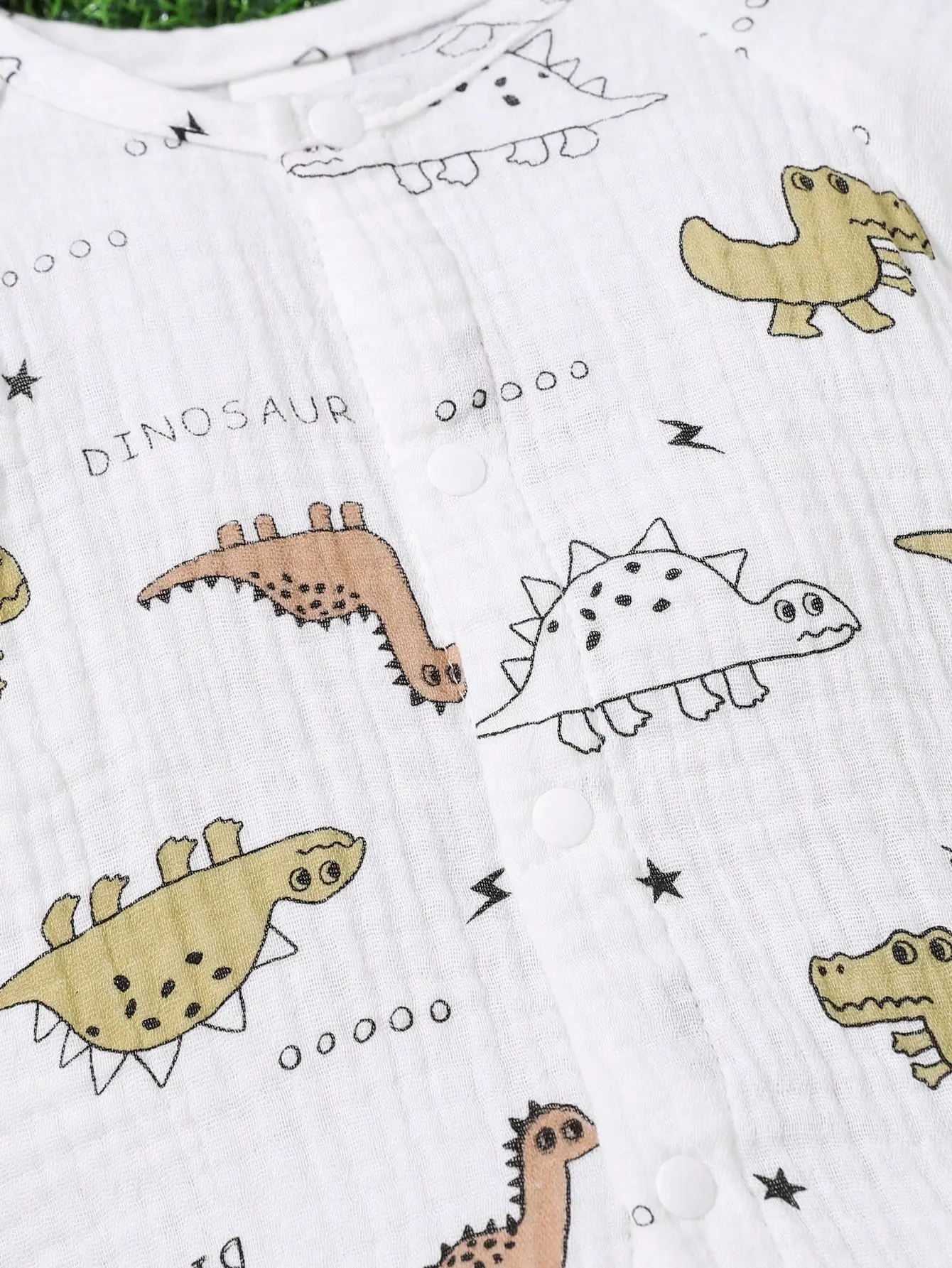 The New Summer Baby Cartoon Dinosaur Full-Print Short-Sleeved Jumpsuit Is Made Of Pure Cotton, Soft, Comfortable And Cute