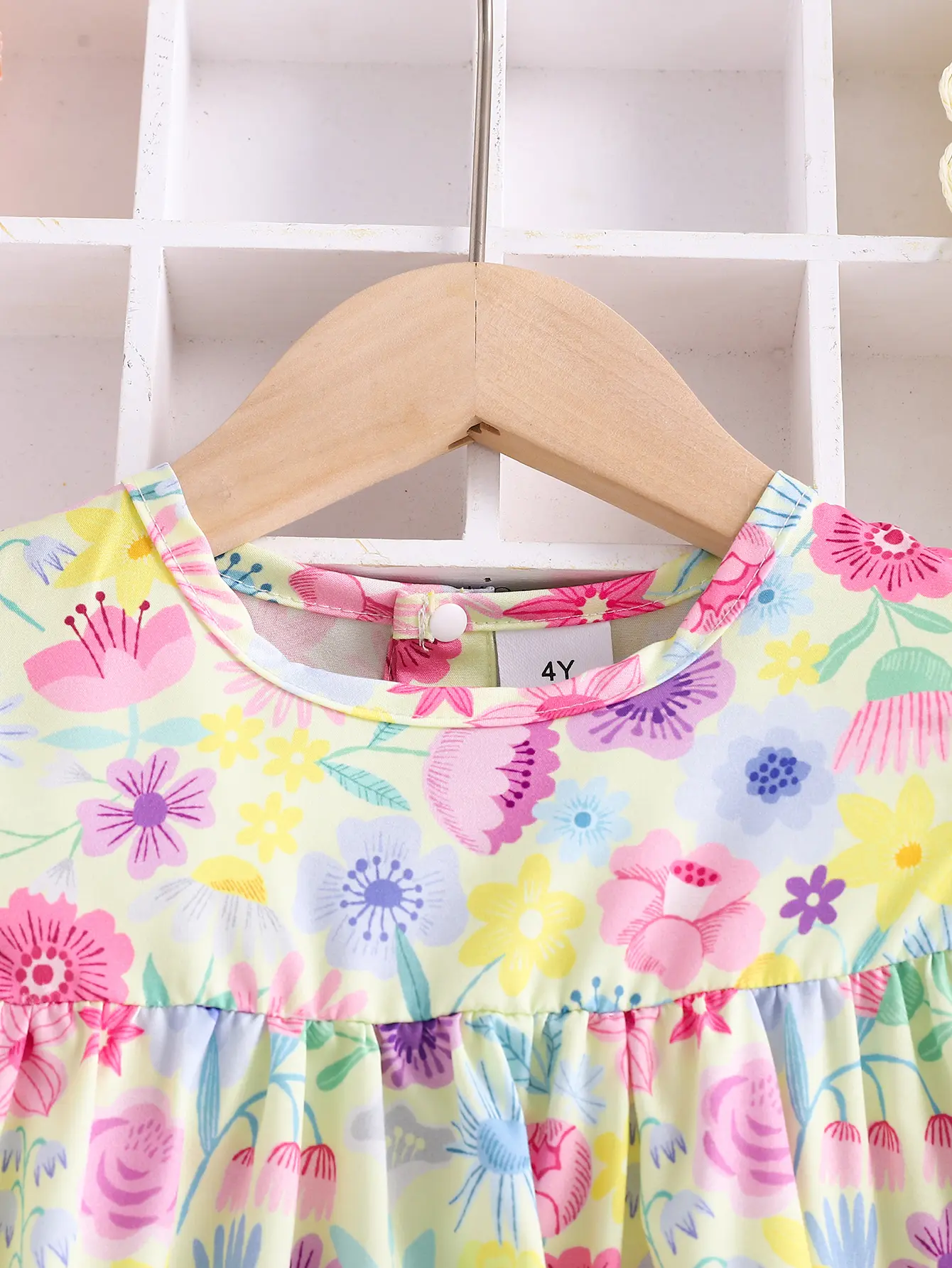 Small Floral Girls' Dress Summer Thin Children's Dress Puffed Sleeves Summer Girls' Short-Sleeved Flower Cute Dress