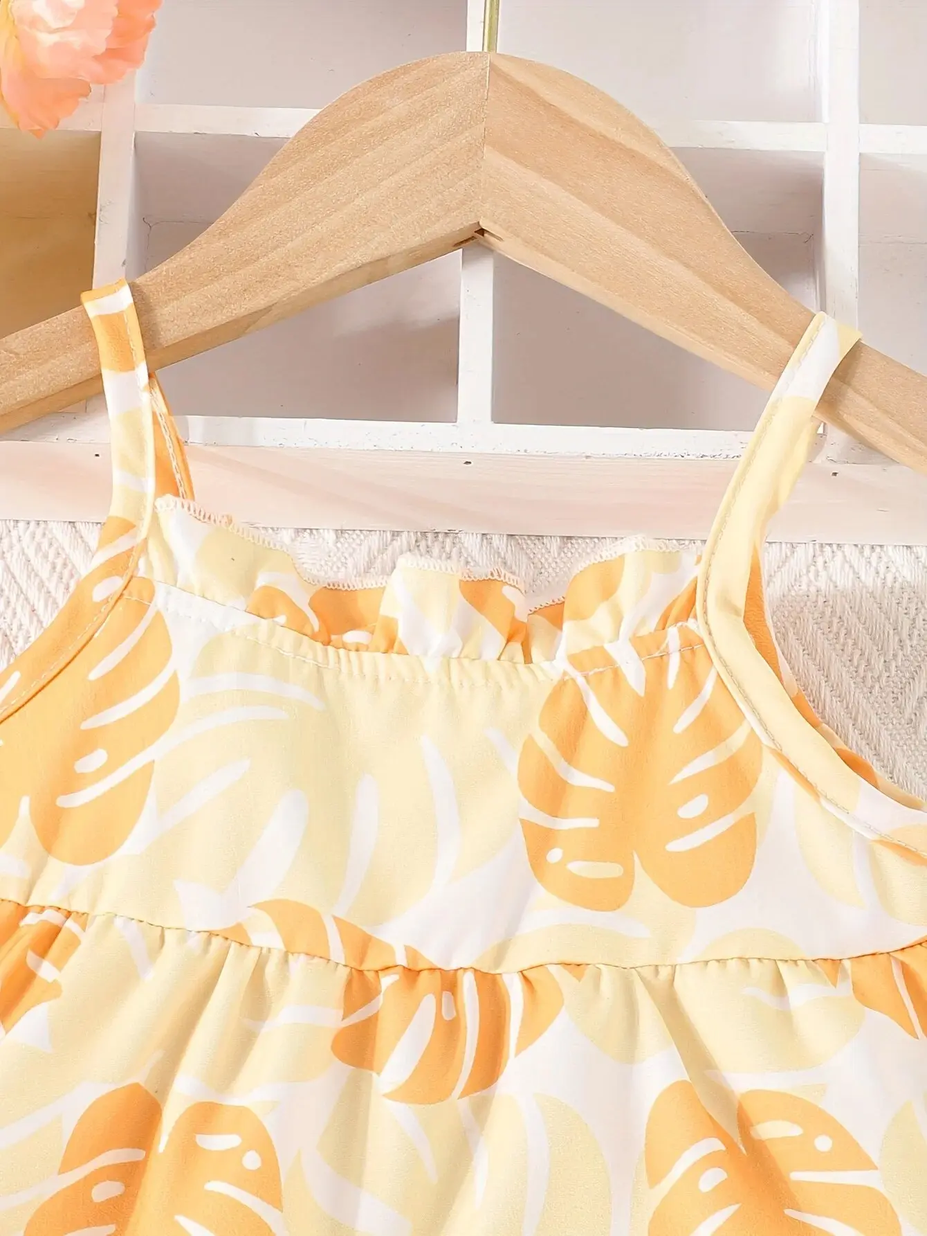Summer Travel Holiday Dress Cute Baby Girl Beach Beach Holiday Dress Girl Halter Vest Leaf Pattern Cake Dress