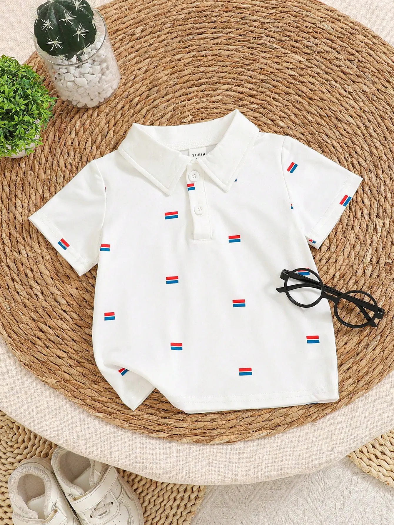 Boys' T-Shirt, Short-Sleeved Summer Children's Polo Shirt Baby T-Shirt Top Korean-Style White Lapel Cool And Trendy