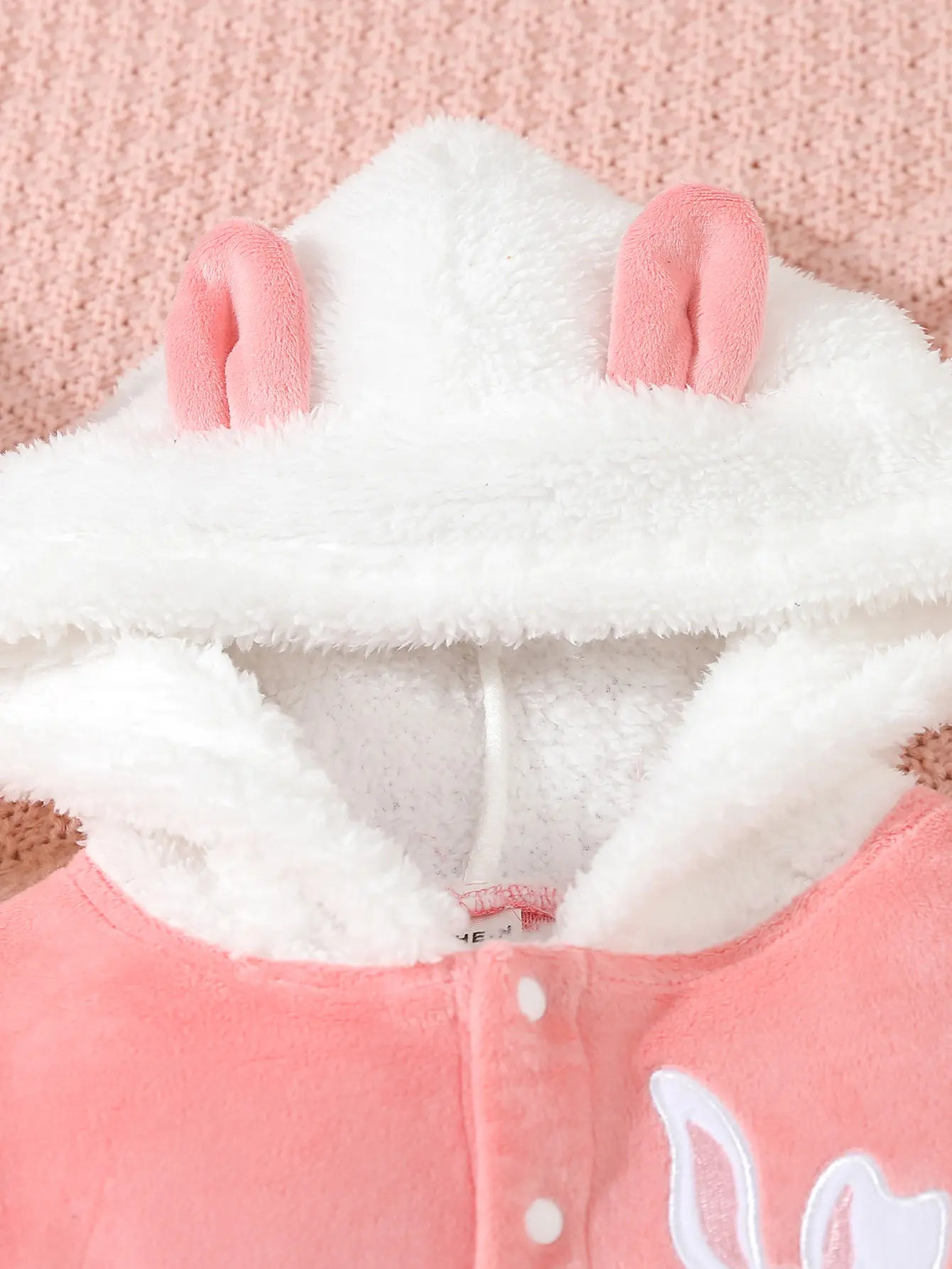 Cute And Sweet Dress For Baby Girls In Autumn And Winter Pink Hooded Rabbit Soft And Warm Plush Dress
