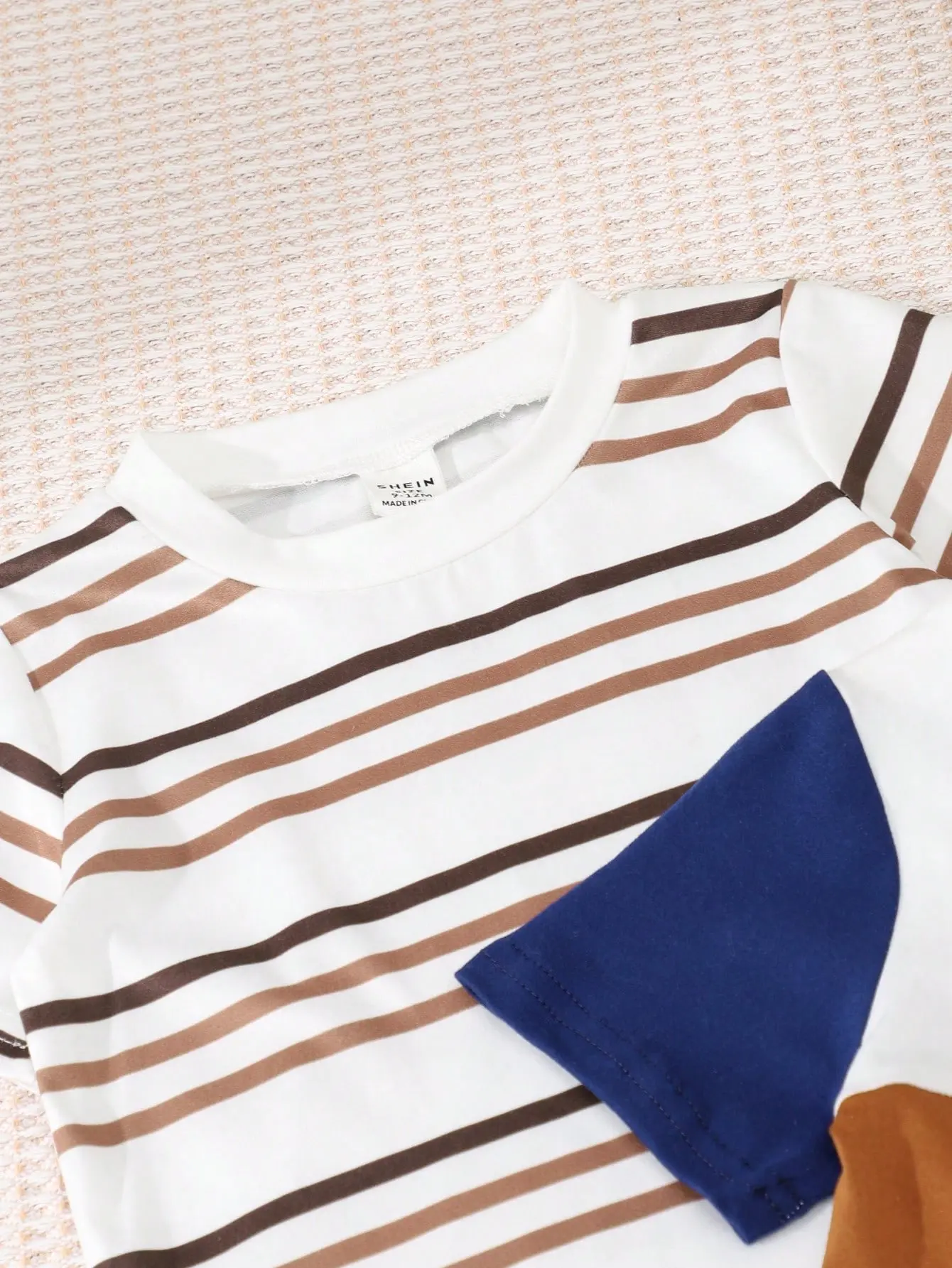 3 Pieces Summer New Comfortable Casual Simple With Breathable Round Neck Short Sleeve Stripes Matching Color Fake Pockets
