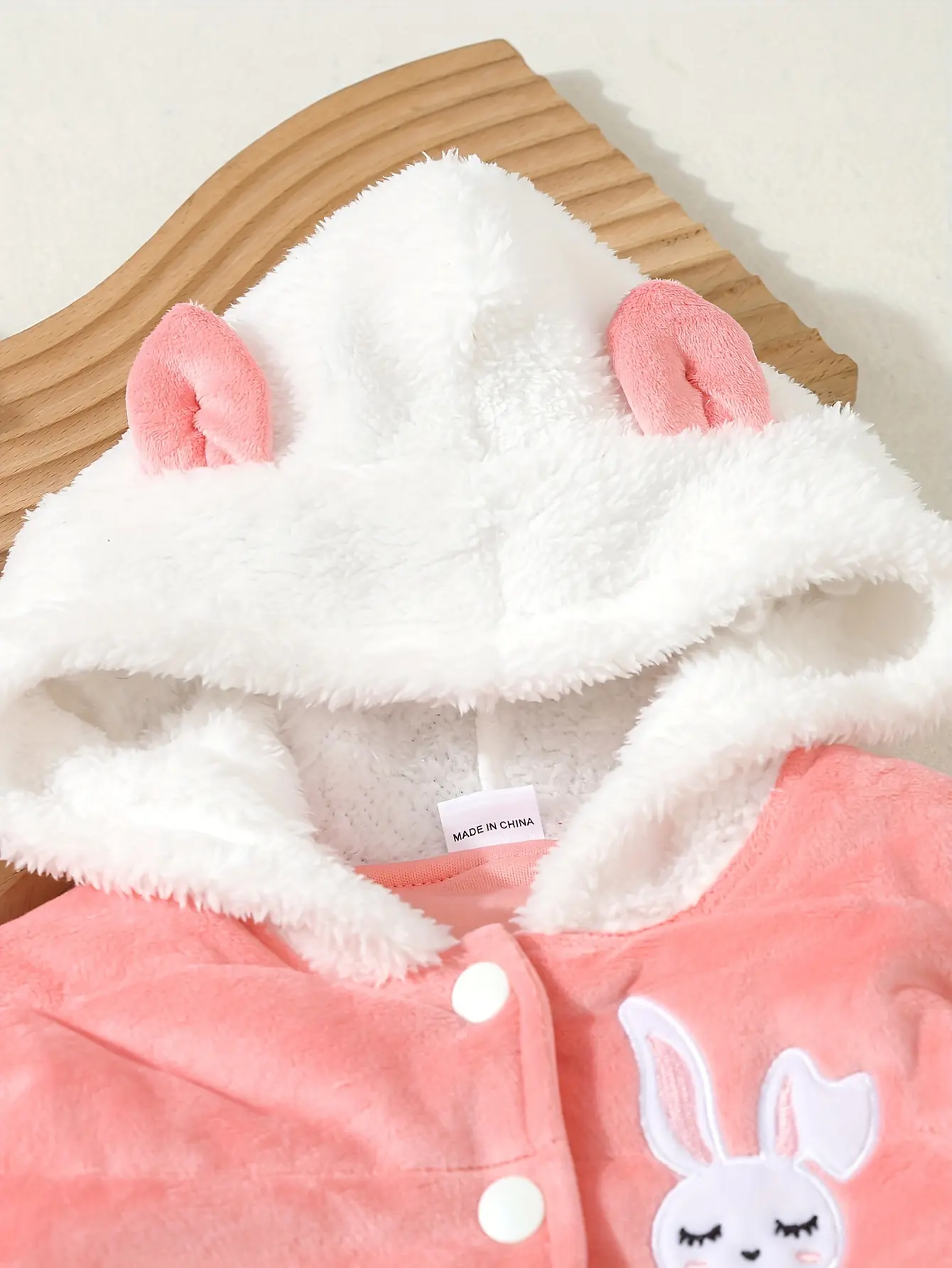 Cute Little Rabbit Embroidered Bread Jacket Baby Girl's Winter Warm Cotton-Padded Jacket Little Girl's Outdoor Snowproof Suit