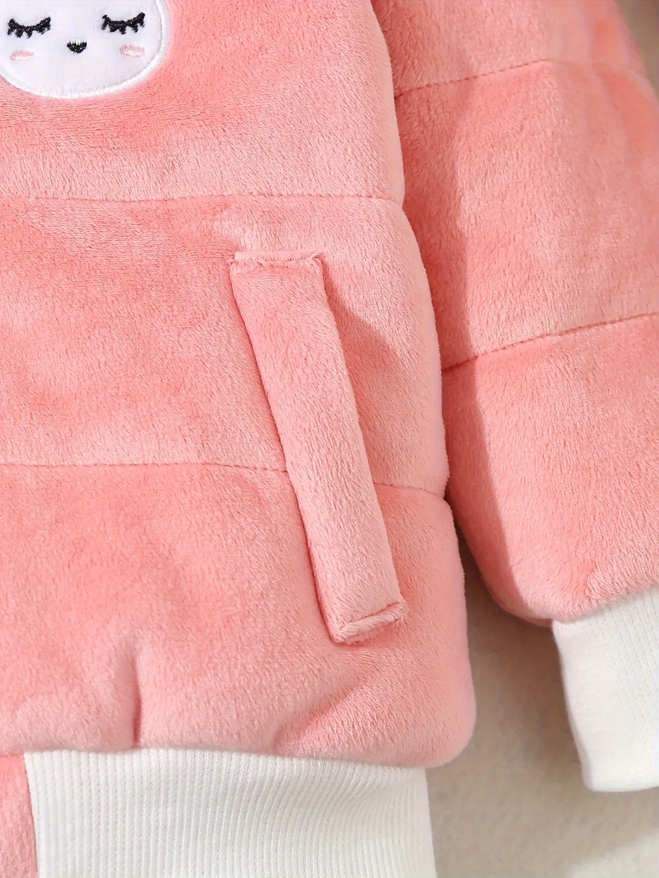Cute Little Rabbit Embroidered Bread Jacket Baby Girl's Winter Warm Cotton-Padded Jacket Little Girl's Outdoor Snowproof Suit