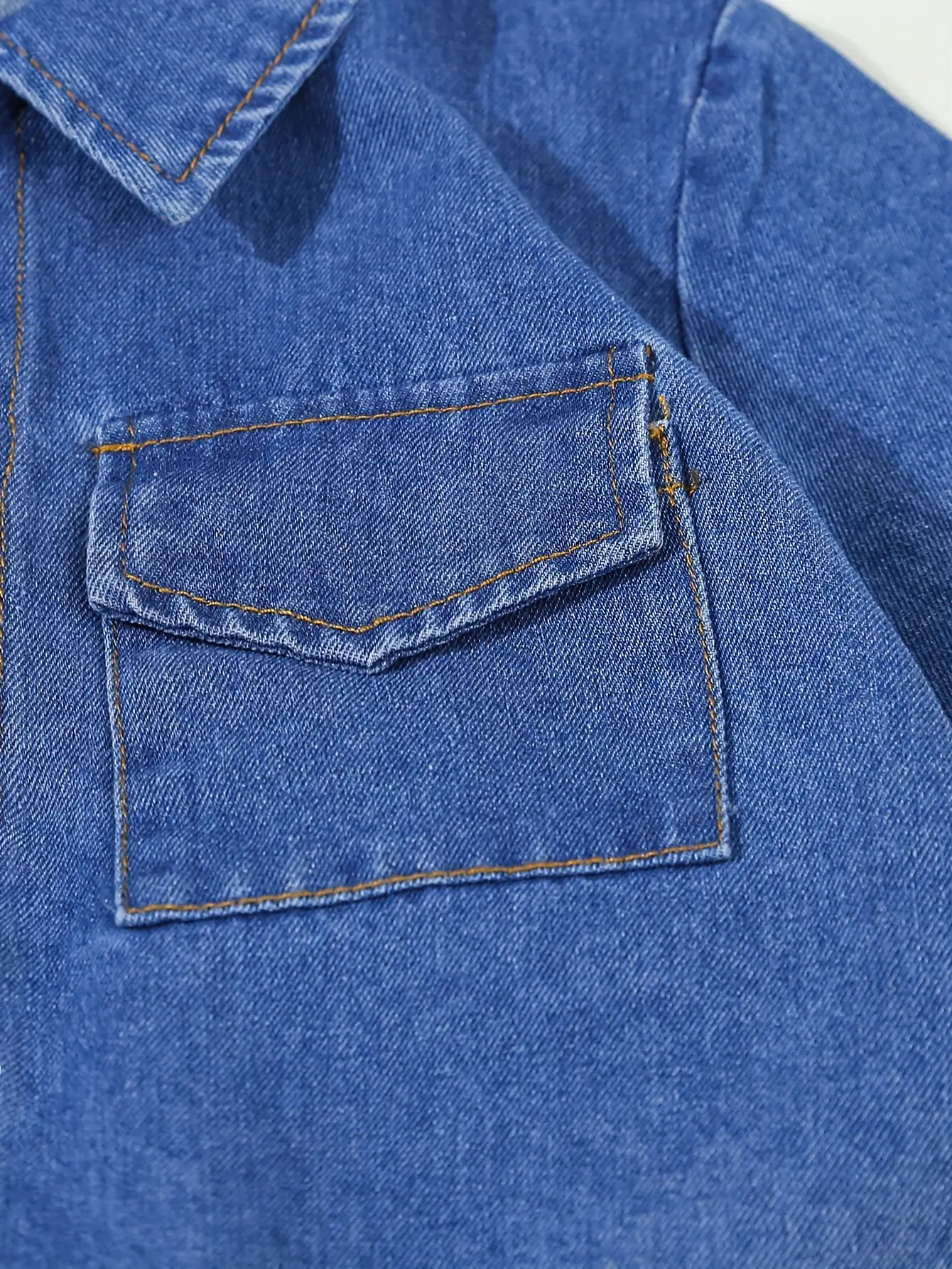 Boys' Summer Gradient Denim Set New Fashionable Outdoor Denim Short-Sleeved Shirt + Casual Shorts