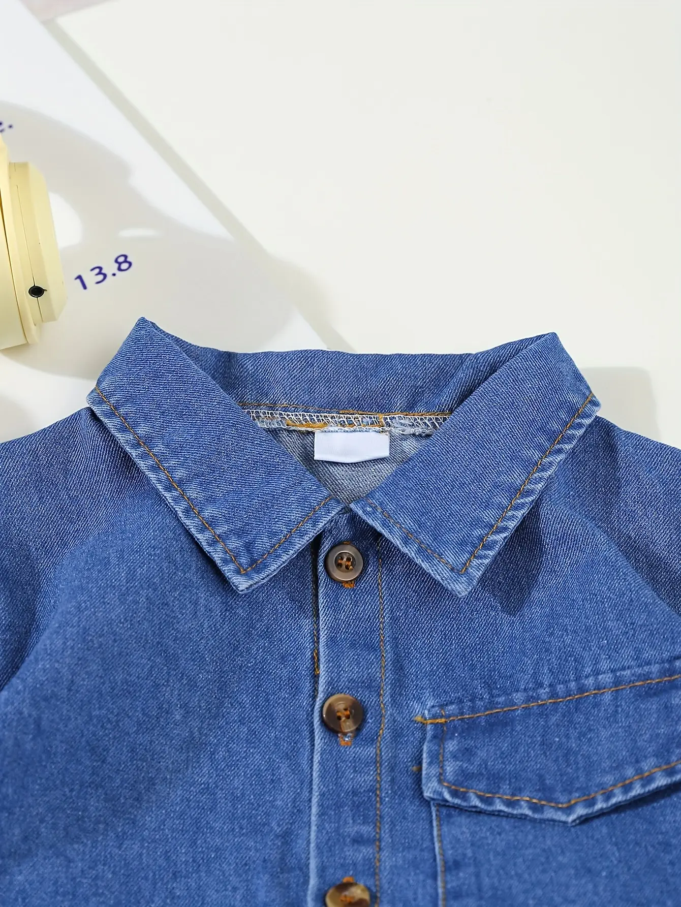Boys' Summer Gradient Denim Set New Fashionable Outdoor Denim Short-Sleeved Shirt + Casual Shorts